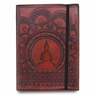 Taccuino in pelle quaderno per schizzi diario - mandala tibetano marrone rossiccio