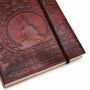 Leather notebook sketchbook diary - tibetan mandala reddish brown