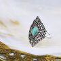 Anello - anello da dito - argento 925 - rombo con pietra