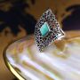 Anello - anello da dito - argento 925 - rombo con pietra