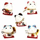 Ceramic Kittens - Little Lucky Cats - White - Set of 5 - 6