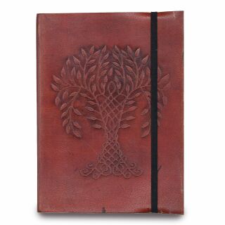 Leather notebook sketchbook diary tree of life reddish brown