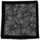 Panuelo de algodón Paisley Spiral allover negro blanco tela cuadrada
