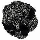 Cotton scarf Paisley Spiral allover black-white square cloth