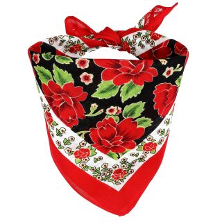 Bandana scarf flower pattern red traditional costume square headscarf