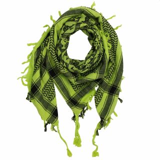 Kufiya - Keffiyeh - Calaveras a cuadros verde-verde brillante - negro - Pañuelo de Arafat