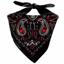 Bandana scarf skull paisley biker black and white-red square headscarf neckerchief
