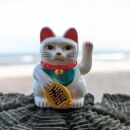 Gatto fortunato Mini Maneki-neko gatto cinese solar 5cm