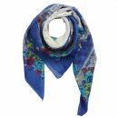 Sciarpa di cotone - motivo floreale 2 blu - foulard quadrato