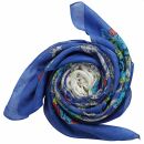 Sciarpa di cotone - motivo floreale 2 blu - foulard quadrato