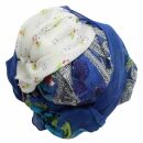 Pañuelo de algodón - Flores 2 azul - Pañuelo cuadrado para el cuello