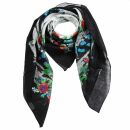 Sciarpa di cotone - motivo floreale 2 nero - foulard...