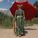 Top tie shirt trumpet sleeves trousers dark green yellow single or set batik