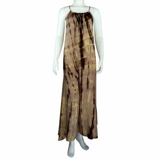 Jumpsuit Overall braun beige Spaghettiträger Hosenkleid Kleid Batik