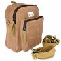 Small backpack beige bag washed jute hiking backpack