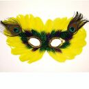 Venezianische Maske - Federmaske - gelb - Augenmaske