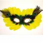 Maschera veneziana - Maschera piuma - giallo - Maschera per occhi