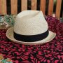 Trilby festival cappello di paglia di carta fascia nera cappello da sole copricapo paglia di carta