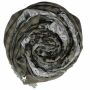 Scarf triangular - Flower pattern 2 - black - beige - brown