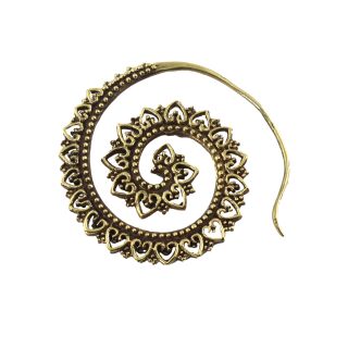 1x Spirale Ohrring Herzen gold Messing Creole Boho Ethno