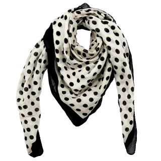 Cotton Scarf Dots 1,3cm white black squared kerchief