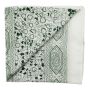 Pañuelo de algodón Estampado de India 1 blanco blanco flores verdes Pañuelo cuadrado