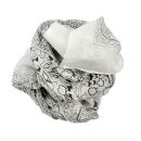 Pañuelo de algodón Estampado de India 1 blanco negro flores negras Pañuelo cuadrado