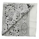Pañuelo de algodón Estampado de India 1 blanco negro flores negras Pañuelo cuadrado