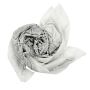 Pañuelo de algodón Estampado de India 1 blanco negro flores negras Pañuelo cuadrado