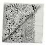 Pañuelo de algodón Estampado de India 1 blanco negro flores negras Pañuelo cuadrado