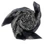 Cotton Scarf Indian pattern 1 black white flowers white squared kerchief