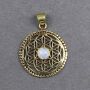 Chain pendant amulet gold mandala with stone metal