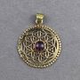 Chain pendant amulet gold mandala with stone metal