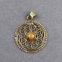 Chain pendant amulet gold mandala with stone metal