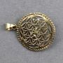 Chain pendant amulet gold mandala with stone metal