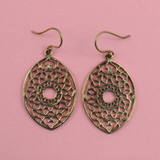 Ohrringe Metall Mandala oval gold Hängeohrringe Boho Ethno