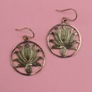 Ohrringe Metall Lotus Blume gold Hängeohrringe Boho...
