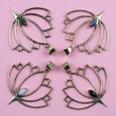 Chain pendant amulet metal gold Lotus flower with stone...