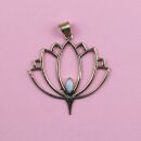Chain pendant amulet metal gold Lotus flower with stone metal