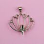 Chain pendant amulet metal gold Lotus flower with stone metal