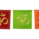Gebetsflagge Om Papier 11x11cm bunt Fahnenkette Girlande Chakrafarben