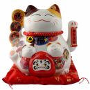 Gatto della fortuna Gatto cinese Maneki-neko porcellana 20cm gatto che saluta bianco