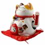 Agitando gato chino Maneki-neko porcelana 20cm gato saludando blanco