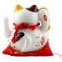 Agitando gato chino Maneki-neko porcelana 20cm gato saludando blanco