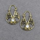 Earrings tree of life gold-colored brass with gemstone...