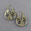 Earrings tree of life gold-colored brass with gemstone...