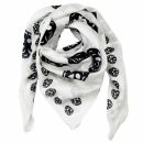 Cotton scarf skulls large & small white black 100x100cm light neckerchief square scarf scarf