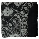 Baumwolltuch Totenköpfe anthrazit grau Spinnennetz Stacheldraht 100x100cm leichtes Halstuch quadratisches Tuch Schal