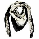 Cotton scarf tribal style black beige ornament 100x100cm...