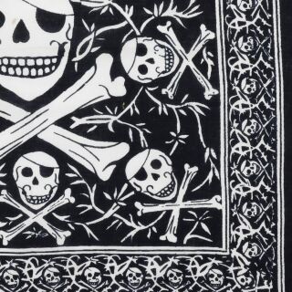 Bandana Crâne Imprimé Unisexe – 55×55 Cm Coton – Motard, Festival, Halloween, Vintage – Noir Et Blanc